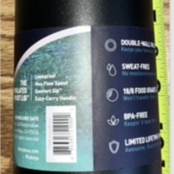 Takeya Onyx Actives Insulated Stainless Steel Water Bottle(See Description) 40oz - Picture 3 of 3